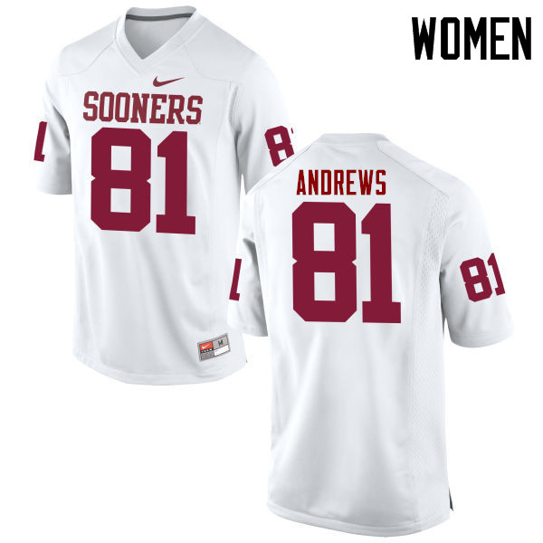 Women Oklahoma Sooners #81 Mark Andrews College Football Jerseys Game-White